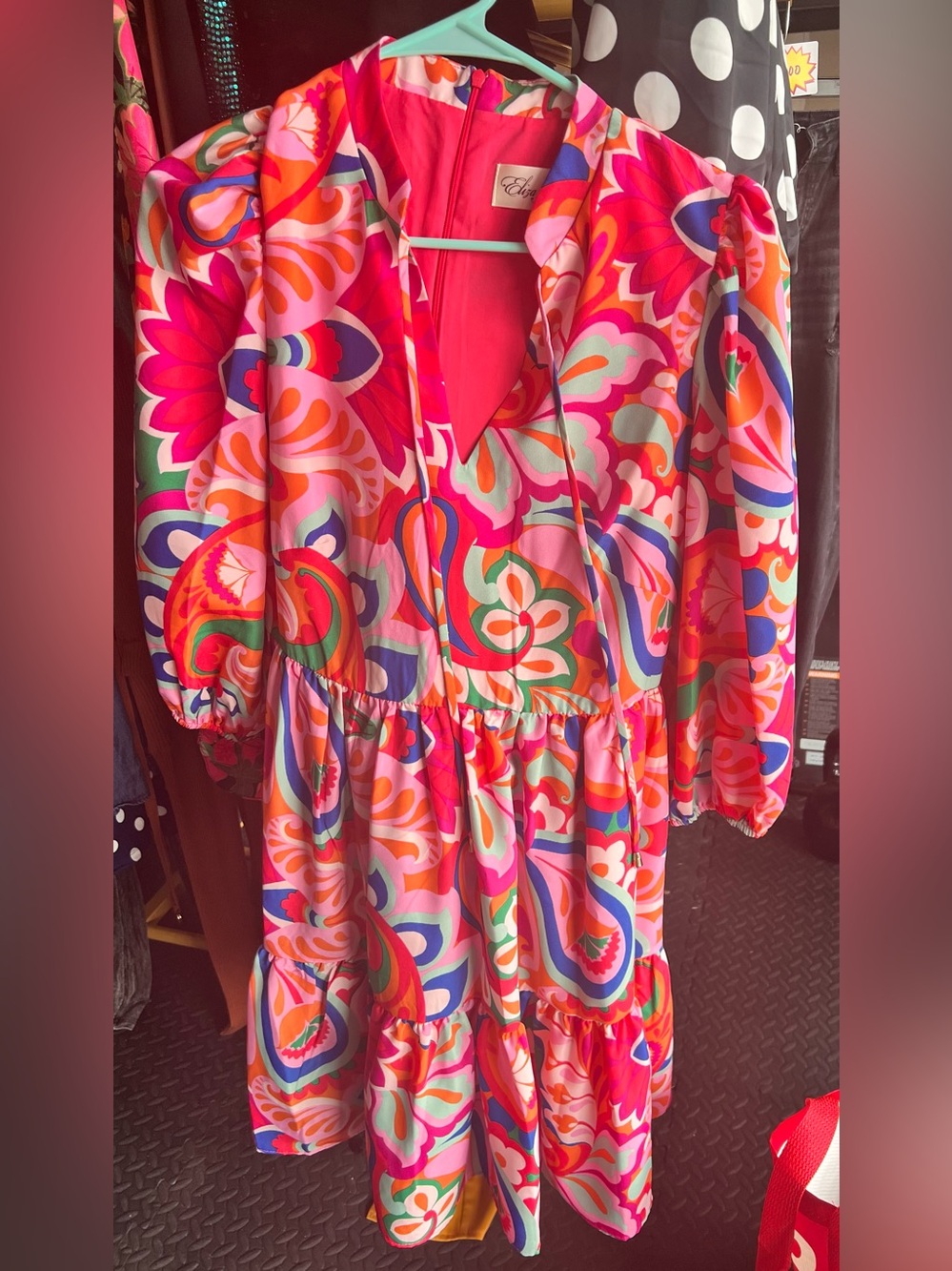 Eliza J Pink Multi Floral Swirl Tiered Dress